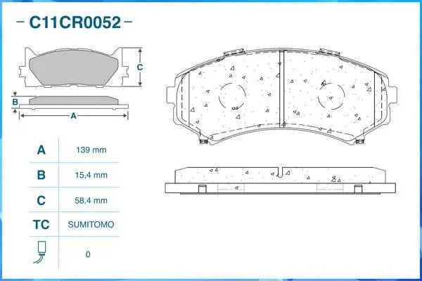 C11CR0052 CWORKS Комплект тормозных колодок, дисковый тормоз (фото 2)