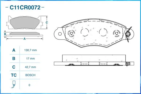 C11CR0072 CWORKS Комплект тормозных колодок, дисковый тормоз (фото 2)