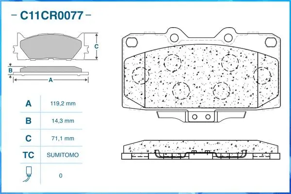 C11CR0077 CWORKS Комплект тормозных колодок, дисковый тормоз (фото 2)