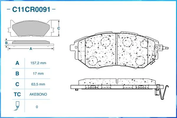 C11CR0091 CWORKS Комплект тормозных колодок, дисковый тормоз (фото 1)