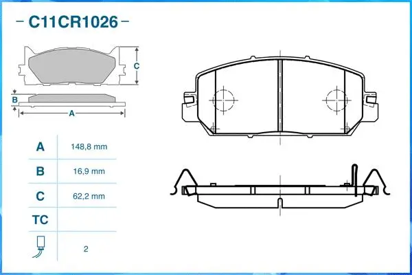 C11CR1026 CWORKS Комплект тормозных колодок, дисковый тормоз (фото 1)