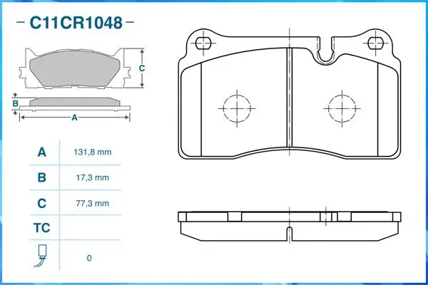 C11CR1048 CWORKS Комплект тормозных колодок, дисковый тормоз (фото 2)