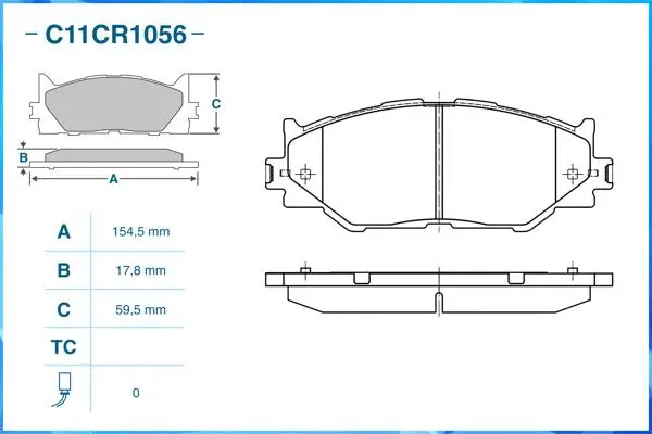 C11CR1056 CWORKS Комплект тормозных колодок, дисковый тормоз (фото 2)