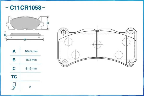 C11CR1058 CWORKS Комплект тормозных колодок, дисковый тормоз (фото 2)