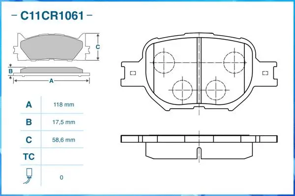 C11CR1061 CWORKS Комплект тормозных колодок, дисковый тормоз (фото 2)