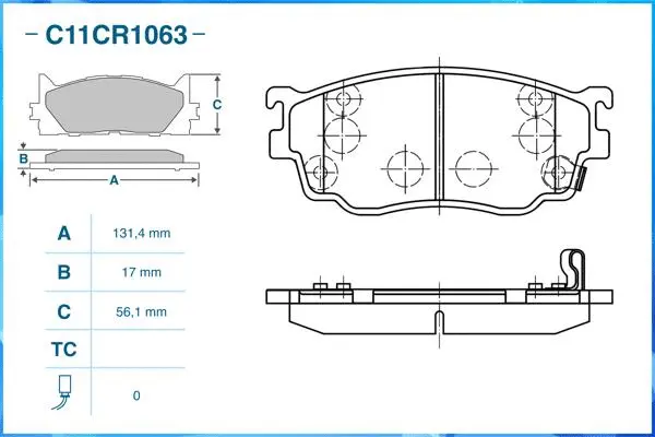 C11CR1063 CWORKS Комплект тормозных колодок, дисковый тормоз (фото 2)