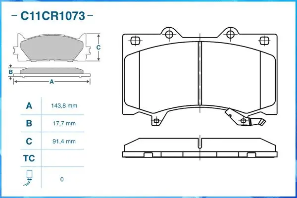 C11CR1073 CWORKS Комплект тормозных колодок, дисковый тормоз (фото 2)