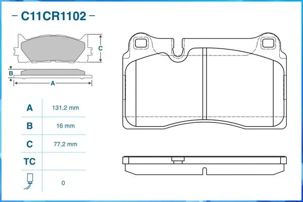 C11CR1102 CWORKS Комплект тормозных колодок, дисковый тормоз (фото 1)