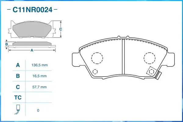 C11NR0024 CWORKS Комплект тормозных колодок, дисковый тормоз (фото 2)