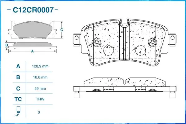 C12CR0007 CWORKS Комплект тормозных колодок, дисковый тормоз (фото 2)