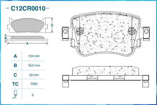 C12CR0010 CWORKS Комплект тормозных колодок, дисковый тормоз (фото 2)