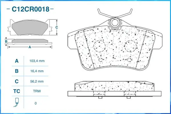 C12CR0018 CWORKS Комплект тормозных колодок, дисковый тормоз (фото 2)