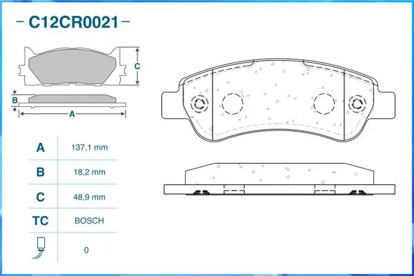 C12CR0021 CWORKS Комплект тормозных колодок, дисковый тормоз (фото 2)