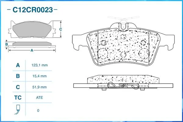 C12CR0023 CWORKS Комплект тормозных колодок, дисковый тормоз (фото 2)