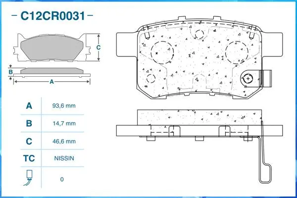 C12CR0031 CWORKS Комплект тормозных колодок, дисковый тормоз (фото 2)