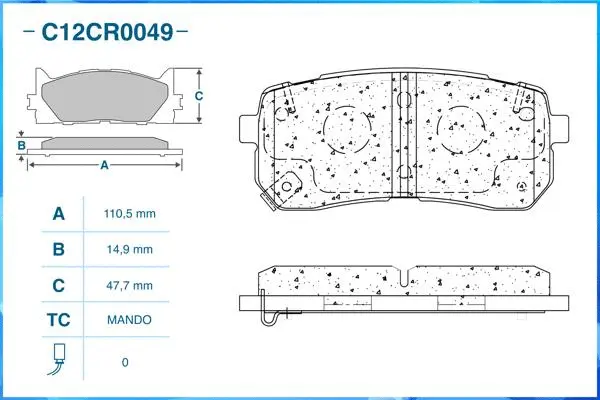 C12CR0049 CWORKS Комплект тормозных колодок, дисковый тормоз (фото 2)