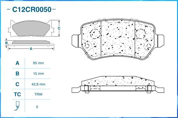 C12CR0050 CWORKS Комплект тормозных колодок, дисковый тормоз (фото 2)