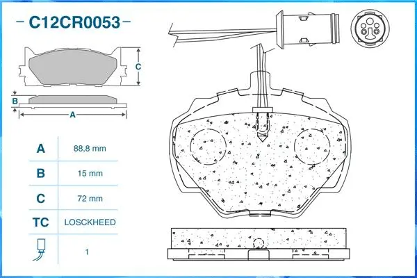 C12CR0053 CWORKS Комплект тормозных колодок, дисковый тормоз (фото 2)