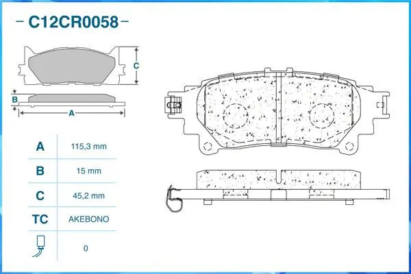 C12CR0058 CWORKS Комплект тормозных колодок, дисковый тормоз (фото 2)