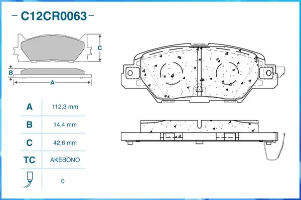 C12CR0063 CWORKS Комплект тормозных колодок, дисковый тормоз (фото 2)