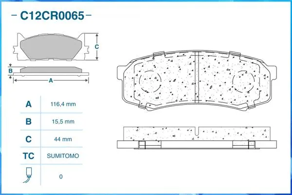 C12CR0065 CWORKS Комплект тормозных колодок, дисковый тормоз (фото 2)