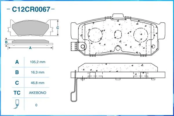 C12CR0067 CWORKS Комплект тормозных колодок, дисковый тормоз (фото 2)