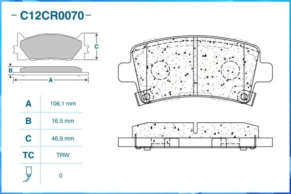 C12CR0070 CWORKS Комплект тормозных колодок, дисковый тормоз (фото 2)