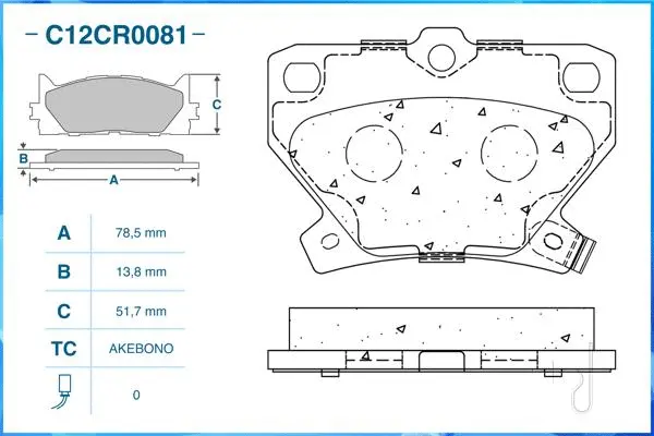 C12CR0081 CWORKS Комплект тормозных колодок, дисковый тормоз (фото 2)