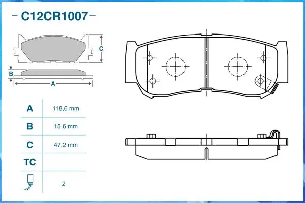 C12CR1007 CWORKS Комплект тормозных колодок, дисковый тормоз (фото 1)