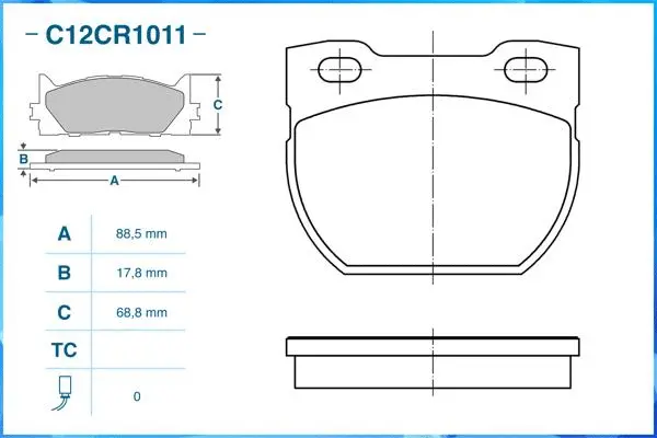 C12CR1011 CWORKS Комплект тормозных колодок, дисковый тормоз (фото 1)