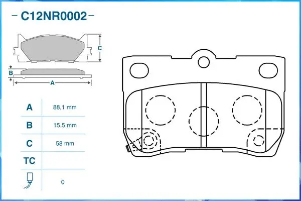 C12NR0002 CWORKS Комплект тормозных колодок, дисковый тормоз (фото 2)