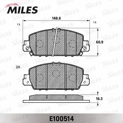 E100514 MILES Комплект тормозных колодок, дисковый тормоз (фото 2)