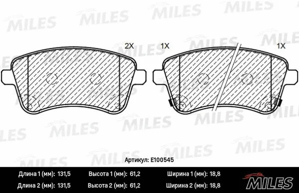 E100545 MILES Комплект тормозных колодок, дисковый тормоз (фото 1)