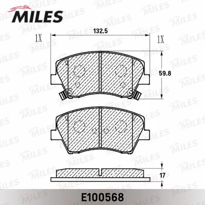 E100568 MILES Комплект тормозных колодок, дисковый тормоз (фото 2)
