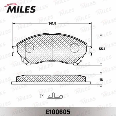 E100605 MILES Комплект тормозных колодок, дисковый тормоз (фото 2)