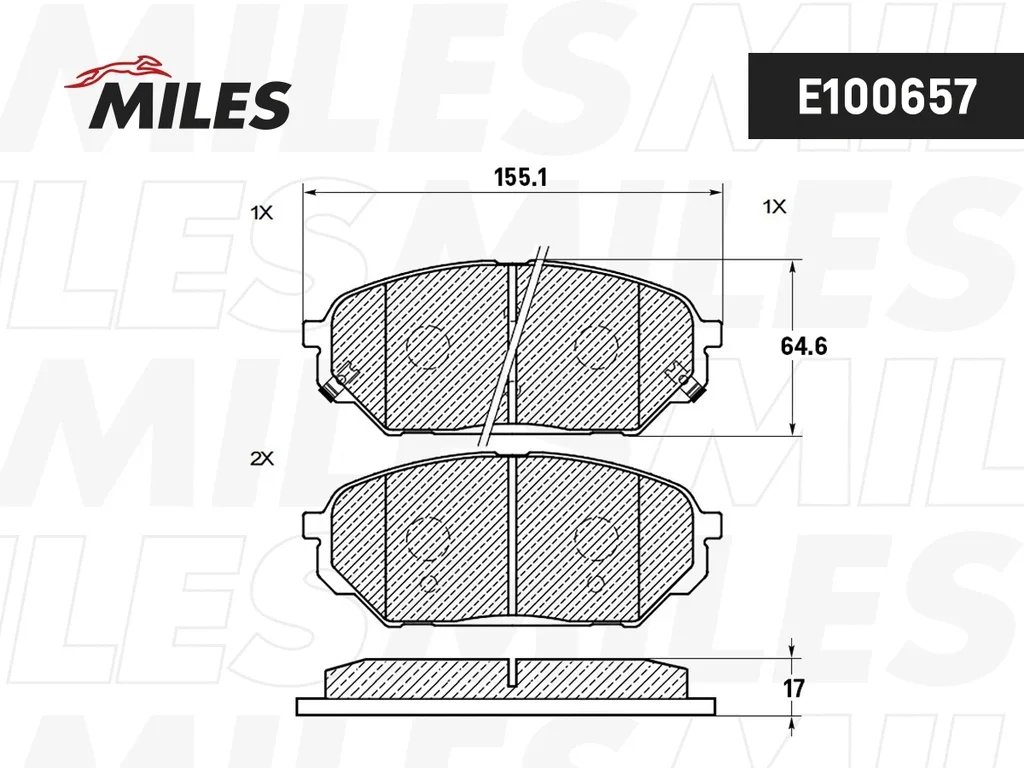 E100657 MILES Комплект тормозных колодок, дисковый тормоз (фото 1)