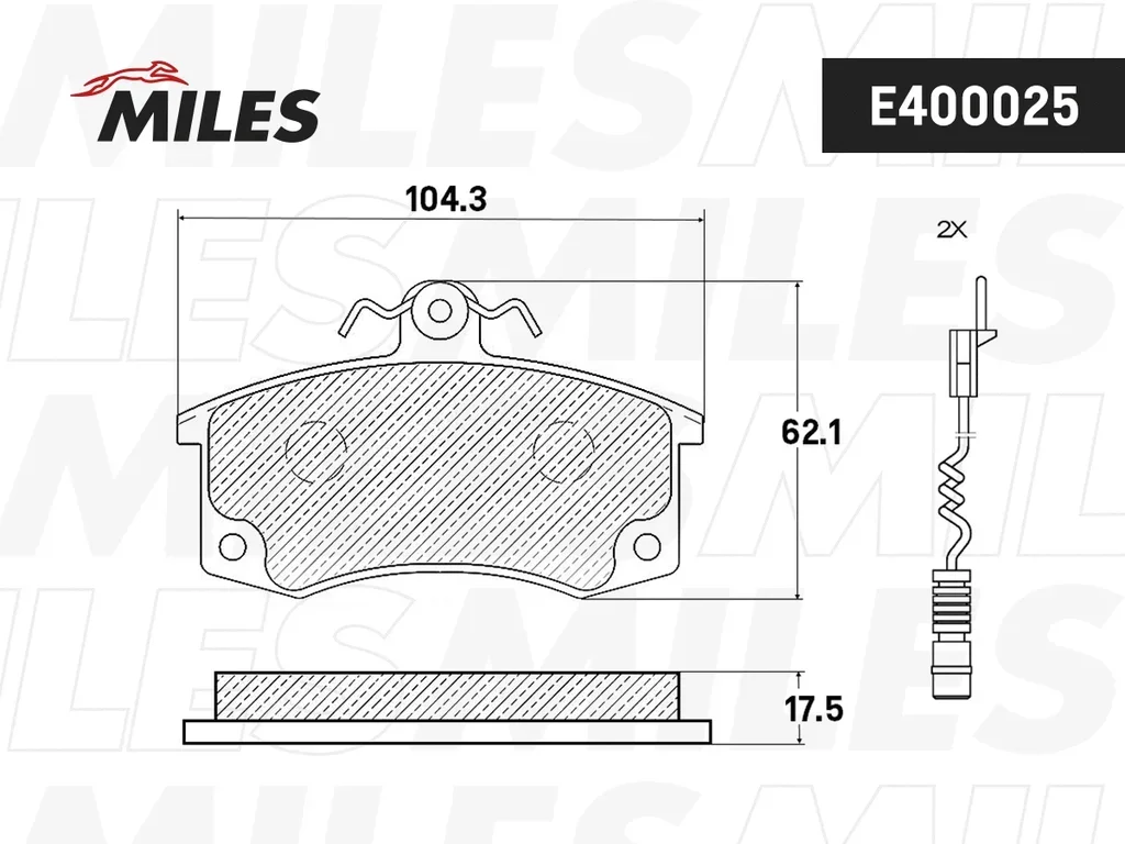 E400025 MILES Комплект тормозных колодок, дисковый тормоз (фото 2)