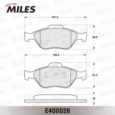 E400026 MILES Комплект тормозных колодок, дисковый тормоз (фото 2)