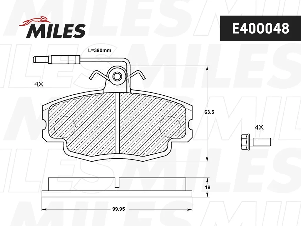E400048 MILES Комплект тормозных колодок, дисковый тормоз (фото 2)