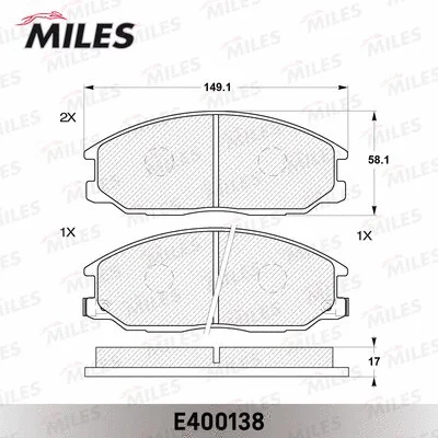 E400138 MILES Комплект тормозных колодок, дисковый тормоз (фото 2)