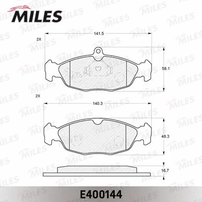 E400144 MILES Комплект тормозных колодок, дисковый тормоз (фото 2)