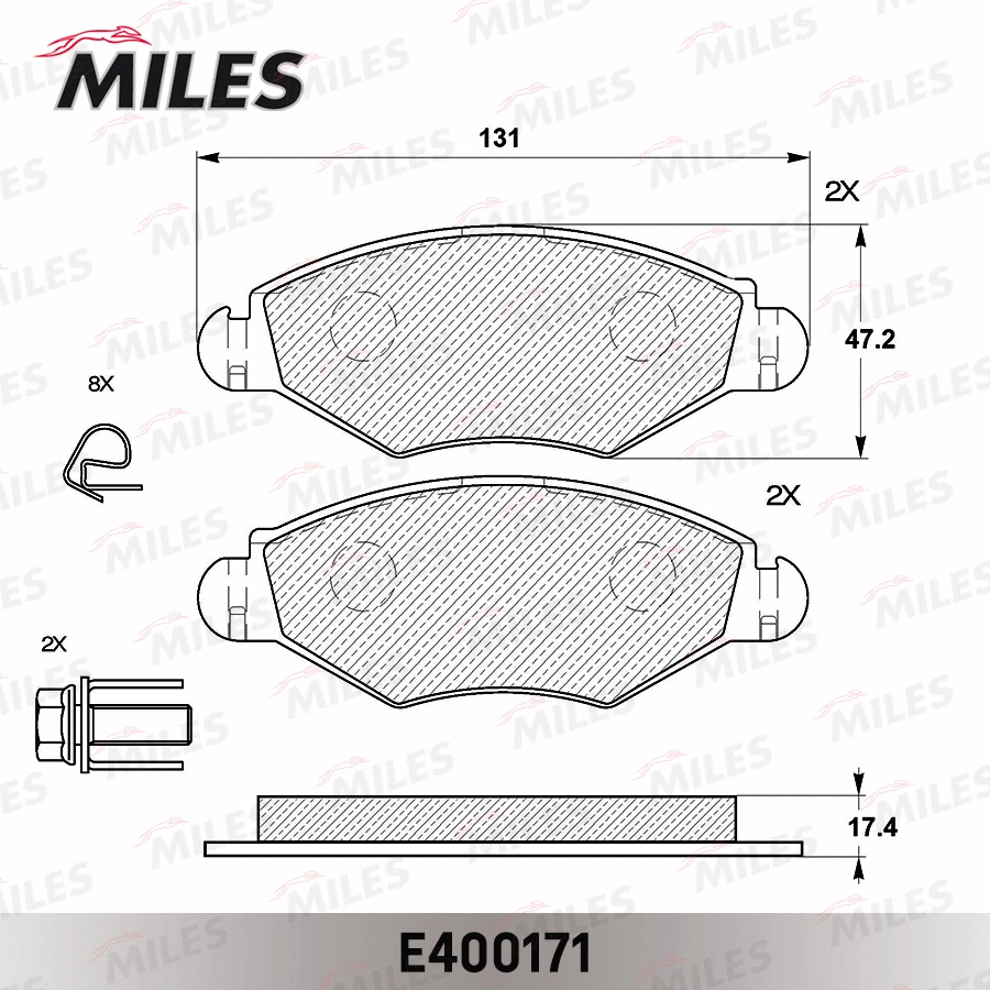 E400171 MILES Комплект тормозных колодок, дисковый тормоз (фото 2)