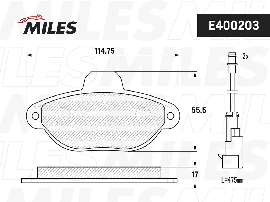 E400203 MILES Комплект тормозных колодок, дисковый тормоз (фото 2)