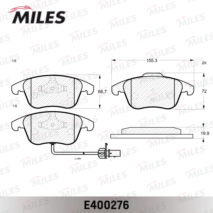 E400276 MILES Комплект тормозных колодок, дисковый тормоз (фото 2)