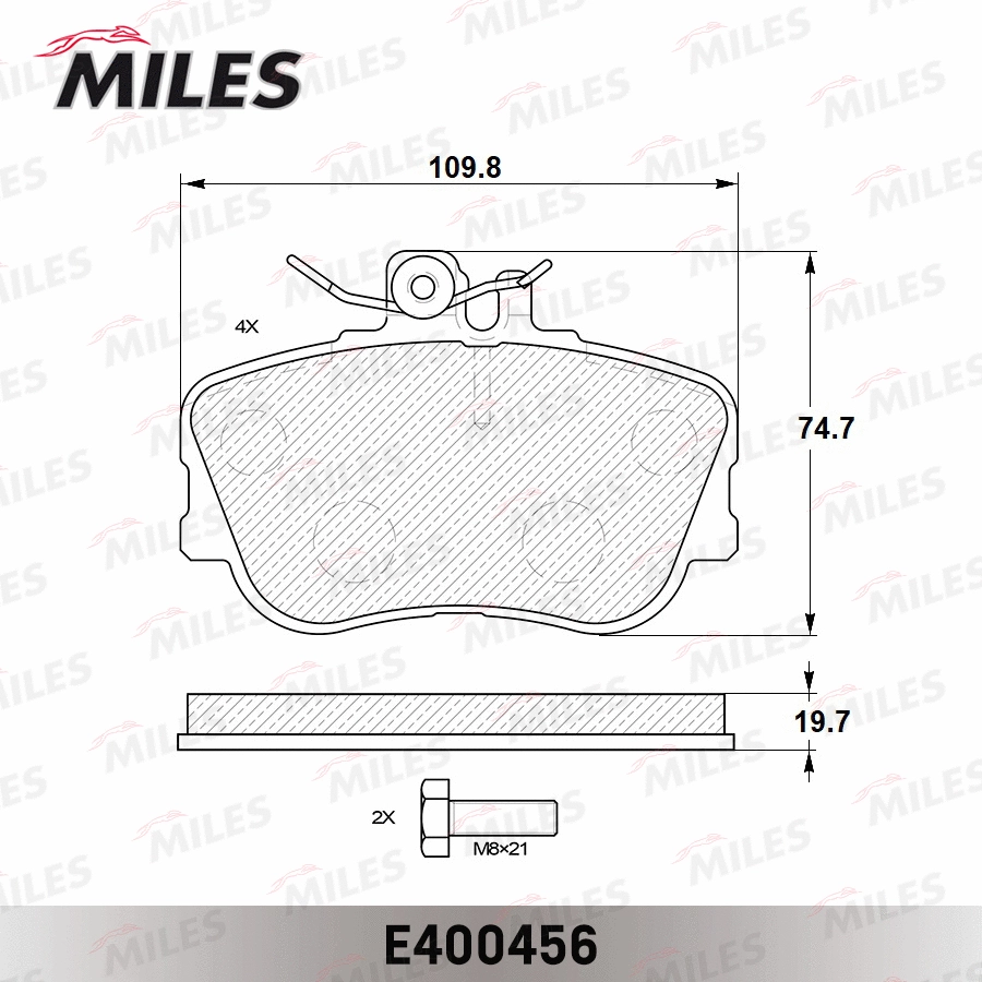 E400456 MILES Комплект тормозных колодок, дисковый тормоз (фото 2)