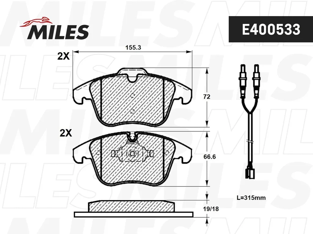 E400533 MILES Комплект тормозных колодок, дисковый тормоз (фото 2)
