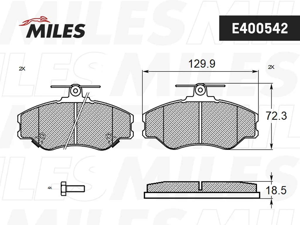 E400542 MILES Комплект тормозных колодок, дисковый тормоз (фото 2)