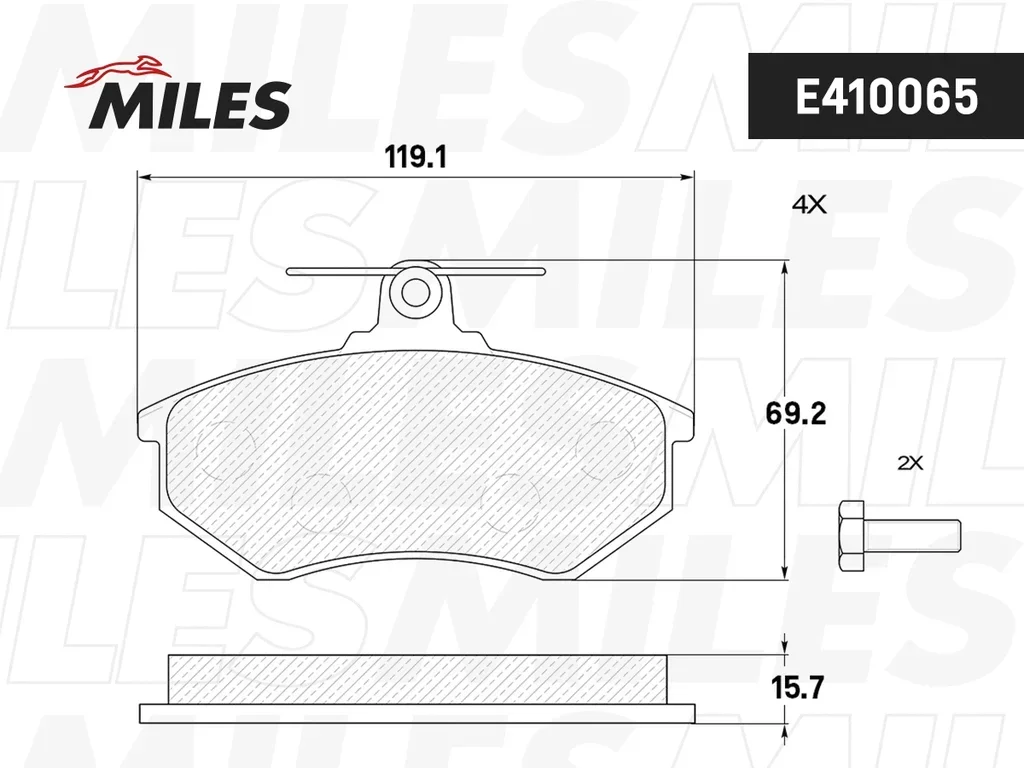 E410065 MILES Комплект тормозных колодок, дисковый тормоз (фото 2)