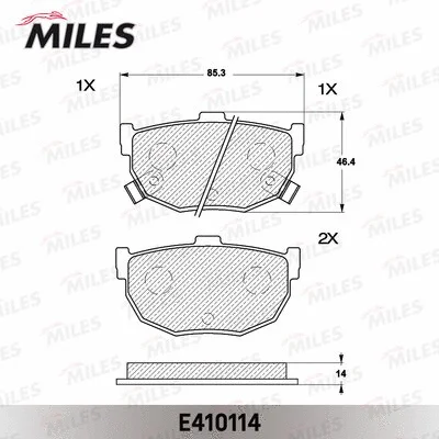 E410114 MILES Комплект тормозных колодок, дисковый тормоз (фото 2)