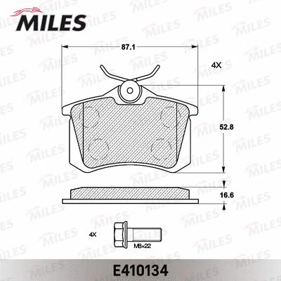 E410134 MILES Комплект тормозных колодок, дисковый тормоз (фото 2)